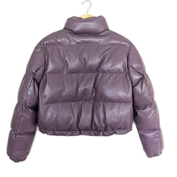 Aritzia Wilfred Free Reverie Purple Faux Leather Vista Puffer Jacket Size S - Picture 3 of 10